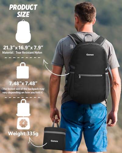 Gonex Ultra Lightweight Packable Backpack, Handy Foldable Daypack for Camping Outdoor Travel Cycling Backpacking