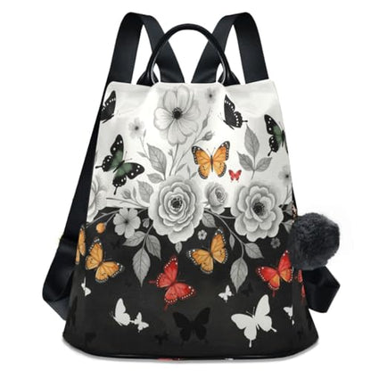 MNSRUU Women Backpack Purse Grey Butterfly Backpack for Women Anti-theft Shoulder Bag Carry On Backpack Lightweight Rucksack Fashion Travel Ladies Bags - color: Cute 08