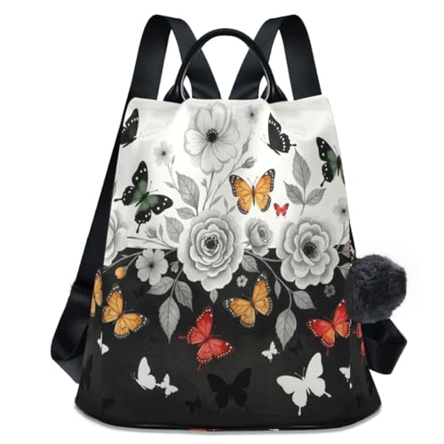 MNSRUU Women Backpack Purse Grey Butterfly Backpack for Women Anti-theft Shoulder Bag Carry On Backpack Lightweight Rucksack Fashion Travel Ladies Bags - color: Cute 08