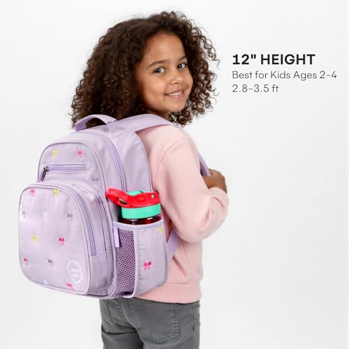 mibasies Toddler Backpacks for Girls 2-4: Quilted Backpack for Preschool Prek Daycare - Cute 12 Inches Bookbag for Little Kids Bow Purple - color: Bow Purple, style: Toddler-12"h(not Fit Folder)