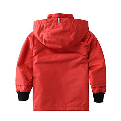 M2C Boys Girls Hooded Cotton Lined Rain Jacket Light Windbreaker - color: Red, size: 10-12 Years