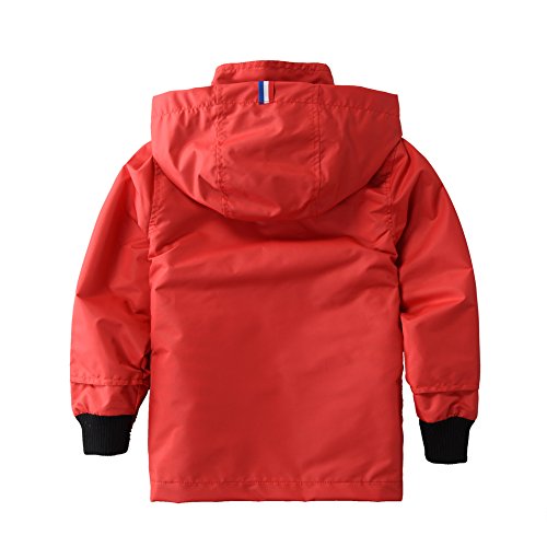 M2C Boys Girls Hooded Cotton Lined Rain Jacket Light Windbreaker - color: Red, size: 4-5T