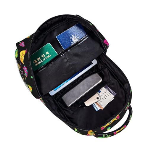 Casual Travel Daypack Halloween Trippy Eyes Black Cat Mushrooms, Multi Pocket Water Resistant Backpack for Men Women Weekend Getaways - color: Pattern (268)