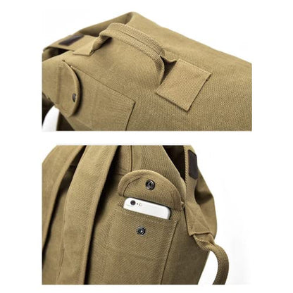 Large Capacity Travel Climbing Bag Tactical Military Duffel Bag Top Load Double Strap Canvas Backpack - color: Tan