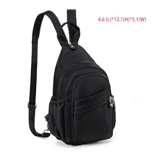 Xsecnua Small Crossbody Bag Convertible Mini Backpack for Women, Cross Body Sling Bag Sling Backpack for Travel Daypack - color: Dark Black