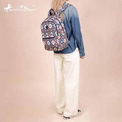 Montana West Backpack for Women Western Travel Backpack Purse Casual Daypack for Laptop College - color: Aztec Bice