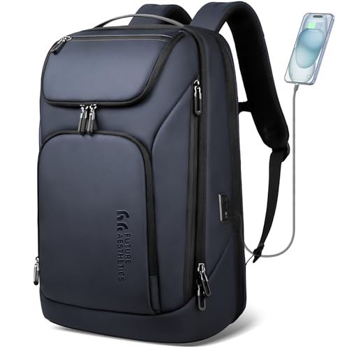 hk Business Smart Backpack for Men Anti-Theft for 17.3 Inch Laptop with USB Charging Port Water-Resistant Large Durable Compact 30L for Travel College Work-Deep Blue - color: Deep Blue
