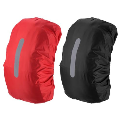 PATIKIL Waterproof Backpack Rain Cover, Non-Slip Backpack Cover with Vertical Reflective Strap Stay Dry - color: Black/Red, size: L(55-65L)