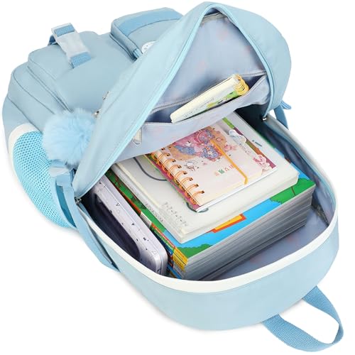 Spotted Tiger School Backpack for Girls Backpack with Lunch Box Anime Bookbag School Bag Kawaii Backpack Set for Teen Girls (Blue) - color: Blue