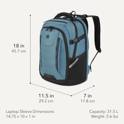 SwissGear Travel Tech Pro Laptop Backpack – Fits Laptops up to 16” – ScanSmart TSA-Friendly Backpack with Multiple Organizer Pockets – Blue - color: Bluestone, style: Travel Tech Pro