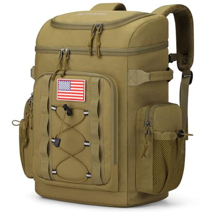 Maelstrom 35/50 Can Insulated Backpack Cooler, Leakproof Soft Lunch Ice Bag - color: Khaki, size: 35 Can