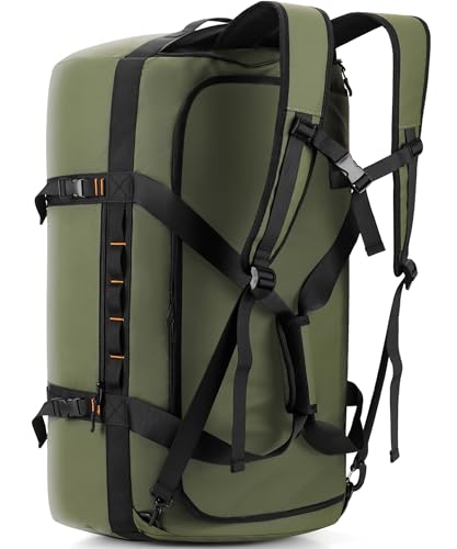 Hulongo 40L/60L/90L Large Waterproof Duffle Bag Backpack for Men, Mens Duffel Backpack Bags for Traveling, Heavy Duty (Green, 60L) - color: Green, size: 60L