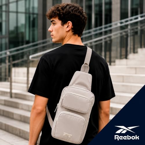 Reebok Unisex Crossbody Bag - Convertible Compact Durable Cross Body Bag for Women and Men - Gym and Travel Essentials, Size One Size, Mikayla Stucco - color: Mikayla Stucco