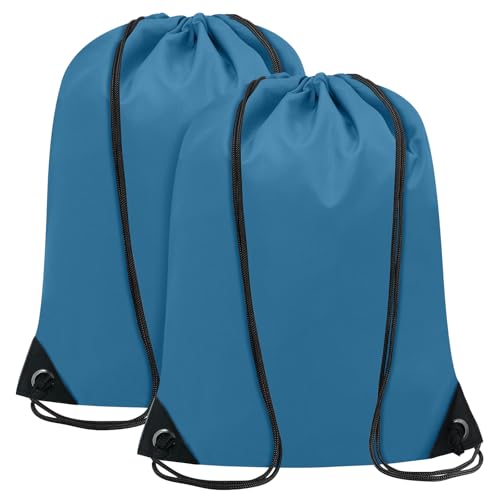 2PCS Drawstring Bags Bulk, String Backpack for Men Women, Cinch Bag Draw String Back Bag for Gym, Sports, Travel, Swimming, Beach, Airforce blue - color: Airforce Blue, size: Large