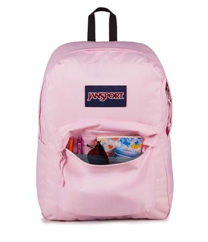 JanSport SuperBreak Plus Backpack with Padded 15-inch Laptop Sleeve and Integrated Bottle Pocket - Spacious and Durable Daypack for Work and Travel - Pink Ice - color: Pink Ice