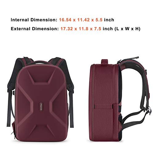 MOSISO Camera Backpack, DSLR/SLR/Mirrorless Photography Camera Bag 15-16 inch Waterproof Hardshell Case with Tripod Holder&Laptop Compartment Compatible with Canon/Nikon/Sony, Wine Red - color: Wine Red