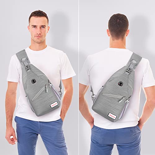ZOMAKE Sling Bag,Small Crossbody Sling Backpack,Water Resistant Shoulder Daypack for Travel,Anti Thief Chest Bag for Hiking(Grey(Stripe)) - color: Grey(stripe)