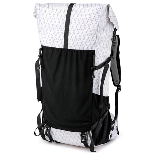 Hiking Backpack,40L to 50L Extra Large Capacity Hiking Bag,Internal Frame Camping Backpack,Upgraded X-PAC Lightweight Sport Daypack Travel Backpack Fit For Mountain Climbing Camping(White) - color: White