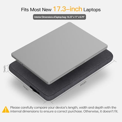 17 inch Laptop Sleeve Case for 2025 HP 17.3 Touchscreen Laptop, HP Envy 17, Pavilion 17, ASUS Vivobook 17, 17-in Water-Resistant Computer Notebook Bag - color: Space Grey