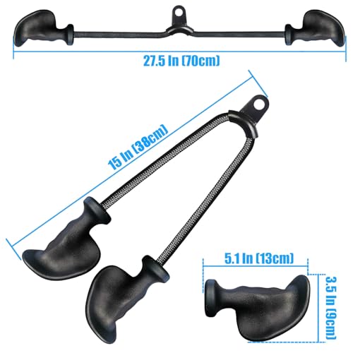 BLUSLM Ergonomic Tricep Rope Pulldown Attachments, Upgraded 27 32 40 & 47 Inch Extra Long Triceps Rope Cable Attachments for Gym, LAT Pull Down Bar for Cable Machine, Tricep Workout Cable Attachments - color: HAND ROPE-02