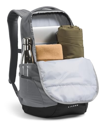 The North Face Lichen Daypack - Everyday Commuter Backpack, Laptop Sleeve, Water Bottle Pockets, Center Front Pouch, Smoked Pearl Dark Heather/TNF Black, One Size - color: Smoked Pearl Dark Heather/Tnf Black