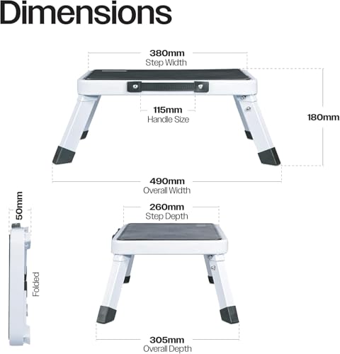 Foldable Step Stool, Adjustable Step Stool with a Non-Slip Platform, Step Ladder with Thick Rubber Feet for Adults Children in Kitchen, Bedroom, Office, Rv, 330 Lbs Capacity