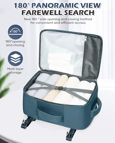 VGCUB Vacuum Backpack Travel with Pump, 40L Carry On Travel Backpack Flight Approved TSA, Vacuum Seal Compression Bags for Clothing, Waterproof Personal Item Bag for Women Men Peacock Blue - color: A-peacock Blue With Vacuum Bag