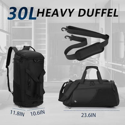 BESMART 2 in 1 Convertible Mens Gym Bag with Shoe Compartment, Heavy Duty Waterproof Travel Duffle Backpack Sports Gym Bag, 10 Pockets for Travel, Outdoor, Fitness