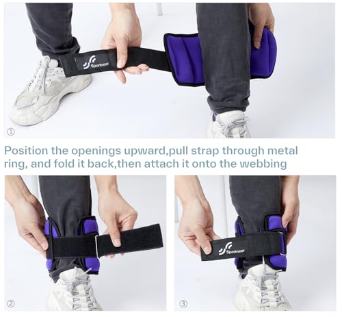 Sportneer Adjustable Ankle Weights for Women and Men 7 lbs/Pair Adjustable Leg Weights with Secure Straps, Strength Training Weighted for Yoga, Walking, Running, Aerobics, Gym, Physical Therapy - color: Purple