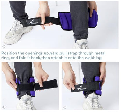 Sportneer Adjustable Ankle Weights for Women and Men 7 lbs/Pair Adjustable Leg Weights with Secure Straps, Strength Training Weighted for Yoga, Walking, Running, Aerobics, Gym, Physical Therapy - color: Purple