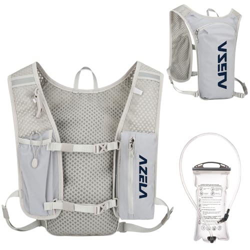 Azarxis Running Water Bottles Flask BPA Free Leakproof Hydration Vest Packs Waist Belt Replacement for Triathlon Marathon Hiking Cycling Climbing Runner - color: #1 Grey (7L) with a 1.5L White Water Bladder