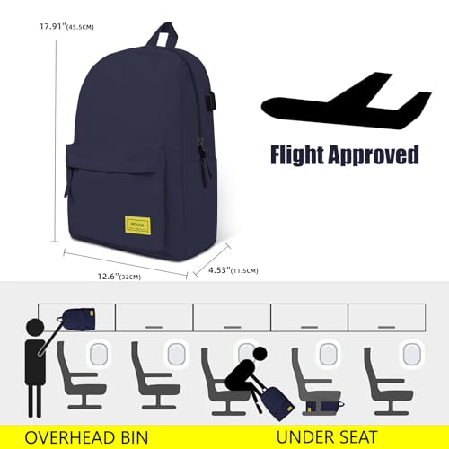 Premium Lightweight Laptop Backpack with USB Charging Port, Durable College School Bookbag, 2 Built-in Organizers, Padded 15.6-inch Laptop/Notebook Sleeve, Slim Water Resistant Bag, Navy Blue - color: Navy Blue
