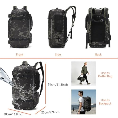 BE SMART 50L Extra Large Gym Backpack for Men, Big Gym Bag with Shoes Compartment, Waterproof Heavy Duty Duffel Bags (Camo Green 2, Large-40L) - color: Camo Green 2, size: Large-40L