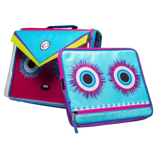 Case it 6 Pack Universal Monster Eye Zipper Binder with Removable Laptop Sleeve, 2-Inch O Rings, Shoulder Strap, LT-307-ME-C-MAG, Magenta - color: Magenta, size: 6 Pack