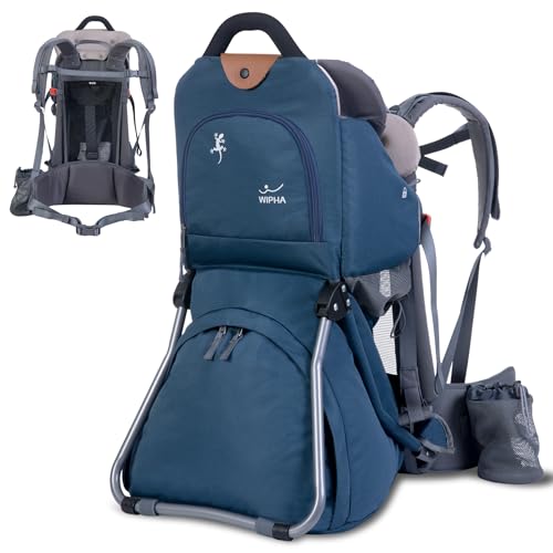 WIPHA Hiking Baby Carrier Backpack, Lightweight Child Carrier, Breathable Mesh Toddler Carrier for Outdoor Adventures, Ergonomic Design, Perfect for Travel, Hiking & Daily Use - color: CREEPER III-NAVY BLUE