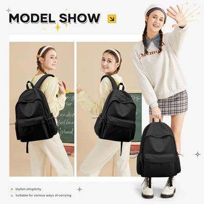 Classic Large Black Backpack For Women,Waterproof High School Bookbag,Lightweight Casual Travel Daypack,College Backpack Men,Middle School Bag For Girls Boys - color: A8-black