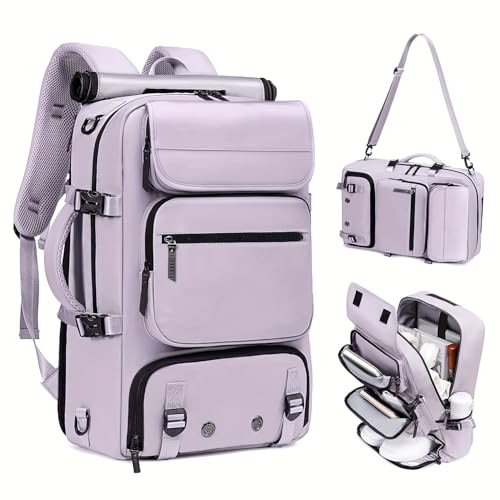 Travel BackpackWaterResistant Large LaptopBackpack with Shoe CompartmentMulti-Pocket Carry On Backpack for Business Work Trip - color: Purple