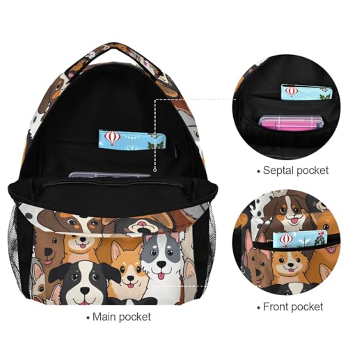 ALAZA Cute Doodle Dog Print Animal Large Backpack for Kids Boys Girl School Personalized Laptop iPad Tablet Travel School Bag with Multiple Pockets - color: Dogs