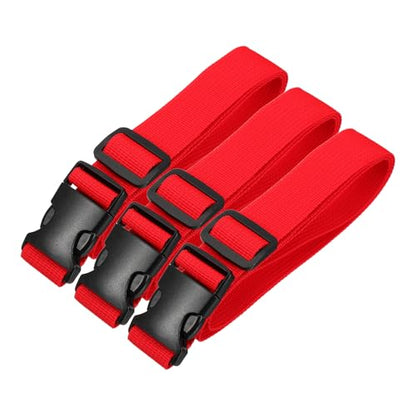 PATIKIL Utility Straps with Quick Release Buckle, (1 Inch x 3 Feet, Red) (3 Pcs) Adjustable Luggage Polyester Straps Backpack Webbing, Suit for Sleeping Bag/Camping/Hiking - color: Red, size: 1 Inch x 3 Feet
