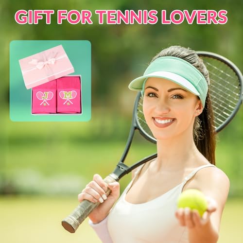 OXYEFEI Tennis Towel,Tennis Gift for Men, Women,Lovers,13”x 43” Cotton Embroidered Tennis Towels (Pink, Initial-E) - color: Pink, size: Initial-E