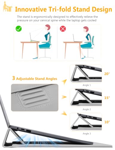 HYZUO 13.3-14 Inch Laptop Sleeve Case Bag with Adjustable Stand for MacBook Pro 14 M5/M4/M3/M2/M1 Pro/Max A3426 A3427 2026-2021, MacBook Air/Pro 13.3, 13.8-13.5 Surface Laptop, Light Gray - color: Light Gray, size: 13.3-14 Inch