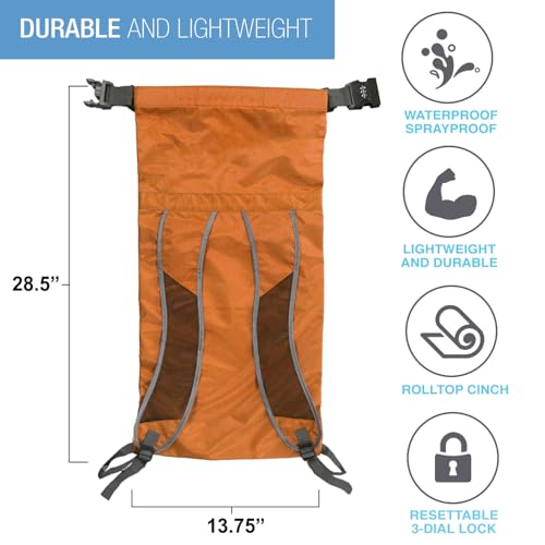 Lewis N. Clark WaterSeals Locking Backpack | Waterproof Bag | Anti-Theft Combination Lock | For Men & Women | Orange - color: Orange