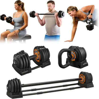 LifePro Adjustable Dumbbells Set – Quick-Adjust Space-Saving Weights with Anti-Slip Handle for Home Gym Strength Training - color: 43lb Single 3in1
