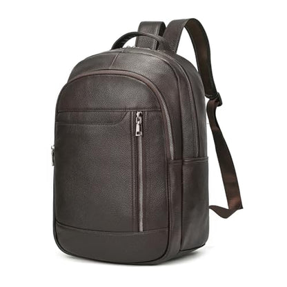 Large Capacity Genuine Leather Backpack for Men, 15.6 Inch Laptop Daypack Business Travel Shoulder Bag, Brown - color: Y80-16y-brown