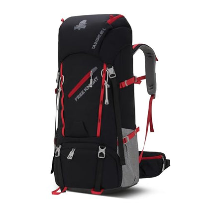 Bseash 65L Waterproof Hiking Camping Backpack with Rain Cover, Outdoor Sport Travel Daypack for Climbing Touring (Black) - color: Black