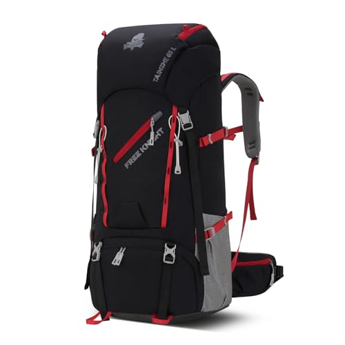 Bseash 65L Waterproof Hiking Camping Backpack with Rain Cover, Outdoor Sport Travel Daypack for Climbing Touring (Black) - color: Black