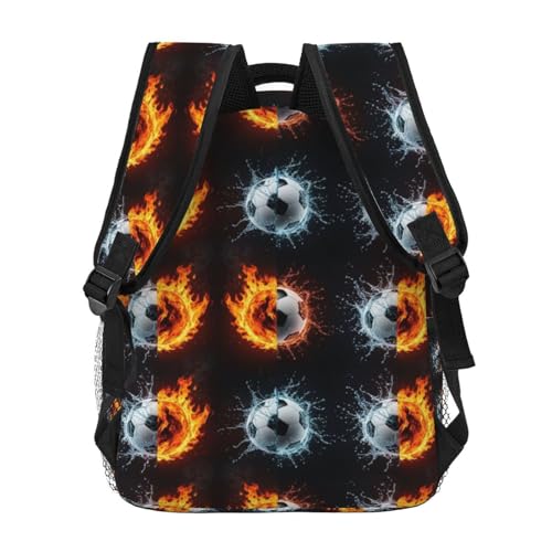 Casual Sports Backpack Water Fire Soccer Ball, Lightweight Gym Daypack with Water Bottle Holder for Men Women and Beach - color: Pattern (8)