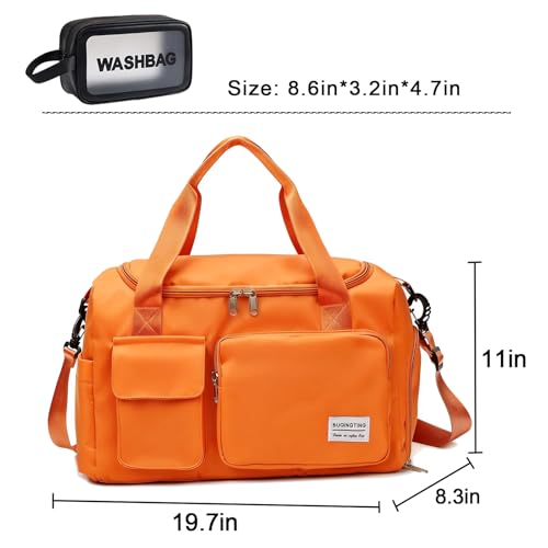 Small Gym Bag for Women, Travel Duffle Bag Carry On Weekender Bag with Shoe Compartment - color: 08#Orange, style: Gym Bag&toiletry Bag