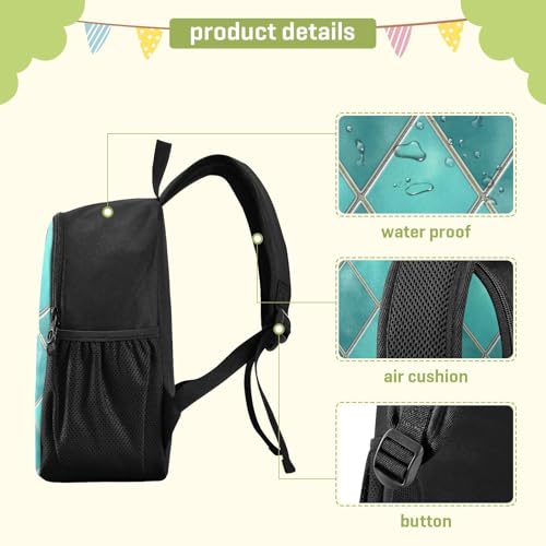 Lightweight Waterproof Backpack with Teal Watercolor Geometric Plaid Design - Durable Travel Daypack for Everyday Use#321