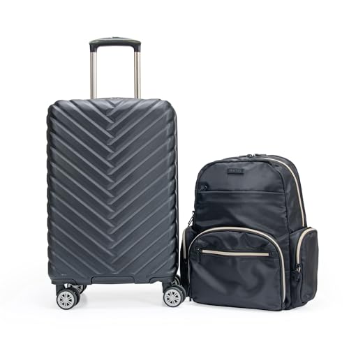 Kenneth Cole REACTION Sophie Women's Silky Nylon 15" Laptop & Tablet Anti-Theft RFID Travel Backpack Bag, Black With 20" Carry-On - color: Black, size: 15" Laptop with 20" Carry-On